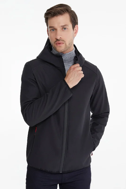 Slim Fit Fleece Apollo Charcoal Hooded Coat