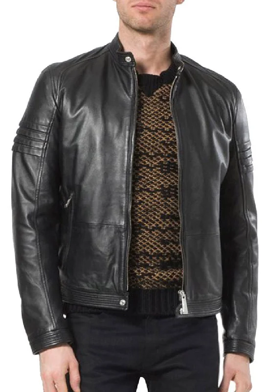 Men Real Lambskin Leather Jacket KM070