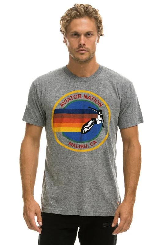 AVIATOR NATION MALIBU CREW TEE SHIRT - HEATHER GREY