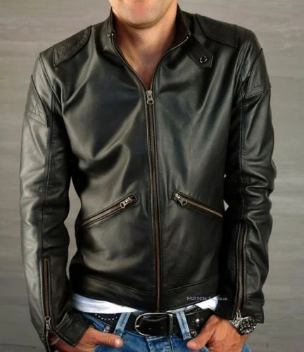 Men Real Lambskin Leather Jacket KM117