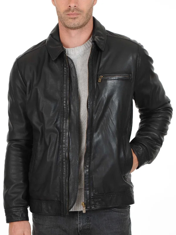 Men Real Lambskin Leather Jacket KM078