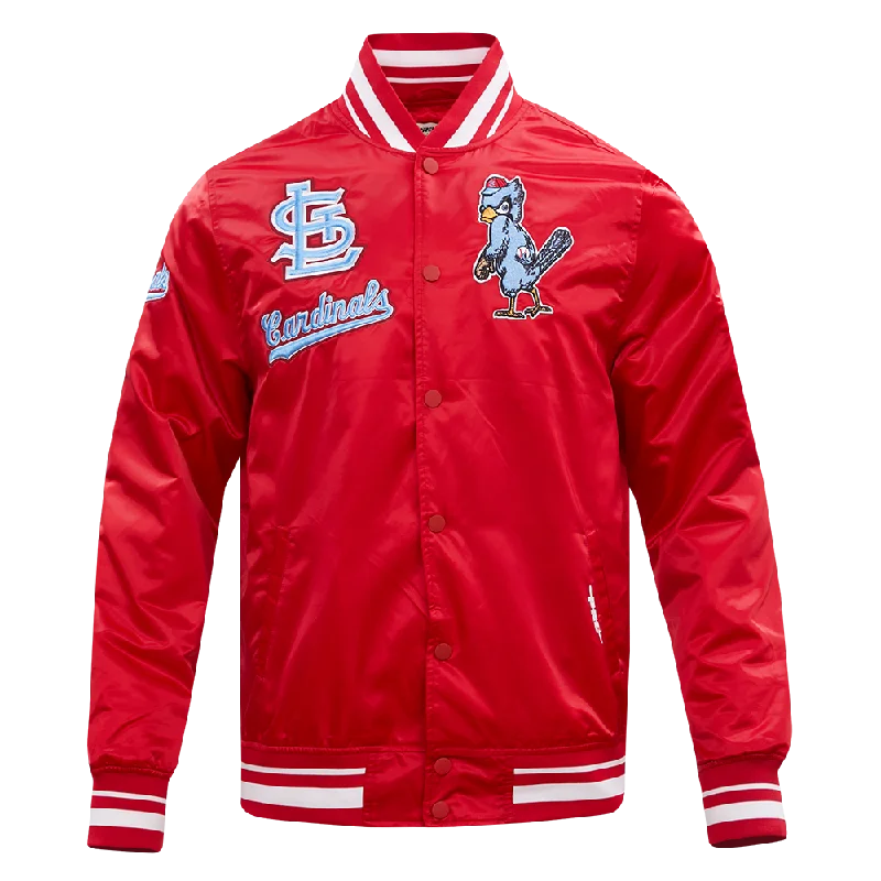 MLB ST. LOUIS CARDINALS RETRO CLASSIC MEN'S RIB SATIN JACKET (RED)