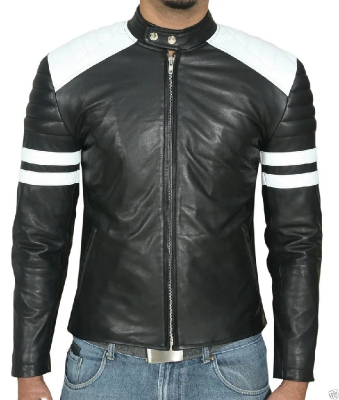 Men Real Lambskin Leather Jacket KM075