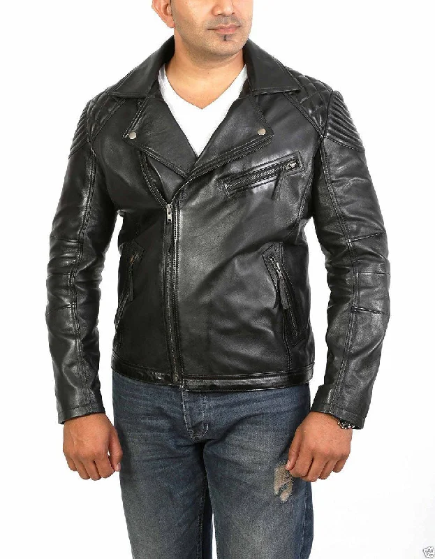 Men Real Lambskin Leather Jacket KM073