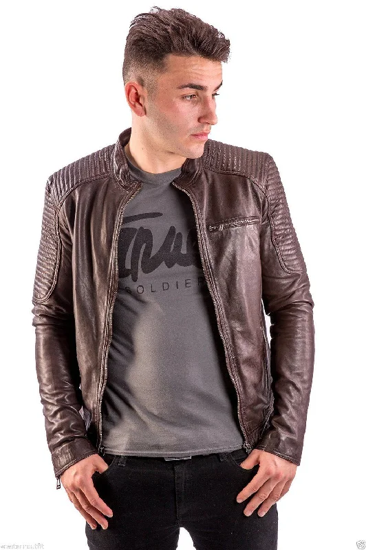 Men Real Lambskin Leather Jacket KM071