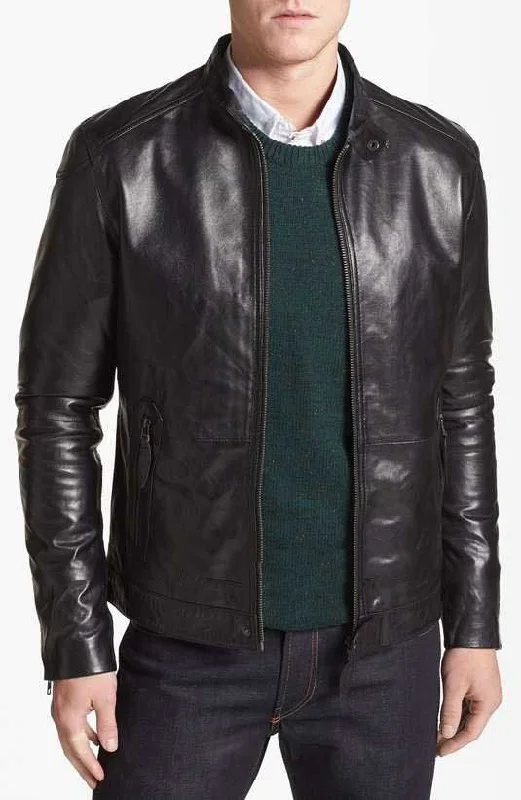 Men Real Lambskin Leather Jacket KM137