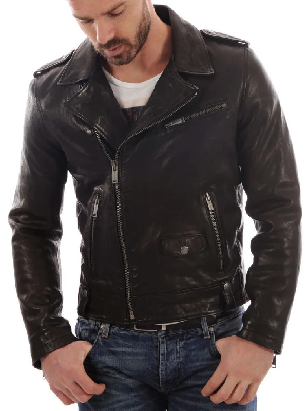 Men Real Lambskin Leather Jacket KM004