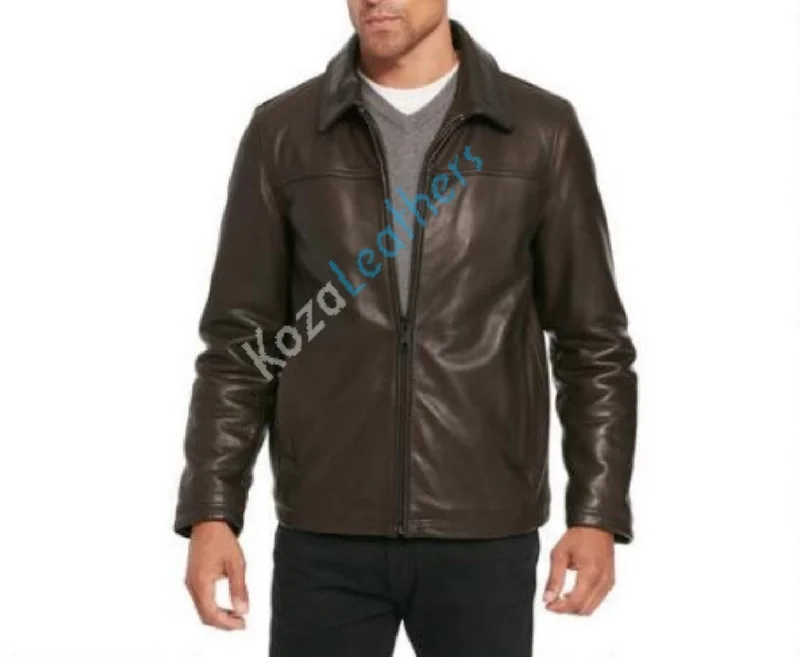 Men Real Lambskin Motorcycle Leather Biker Jacket KM152