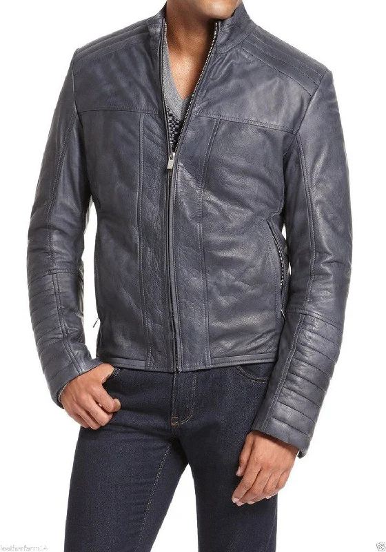 Men Real Lambskin Leather Jacket KM131