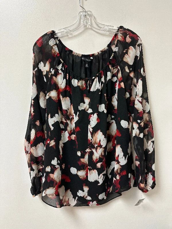 Top Long Sleeve By White House Black Market In Black & Red, Size: Xl