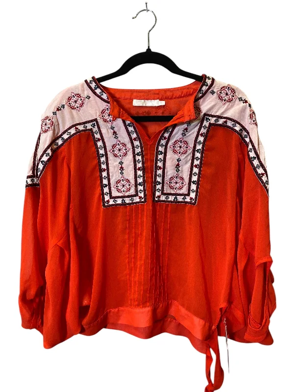 Top 3/4 Sleeve By Mm Couture In Orange, Size: L