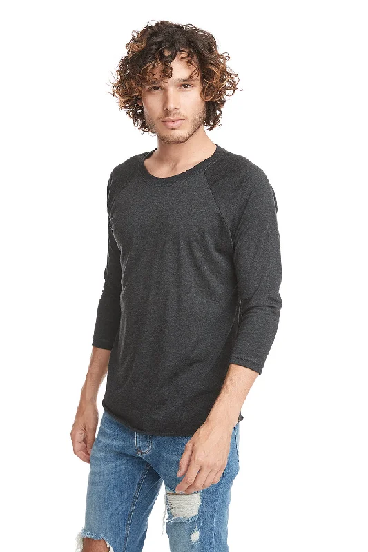 Next Level Mens Jersey 3/4 Sleeve Crewneck T-Shirt - Vintage Black