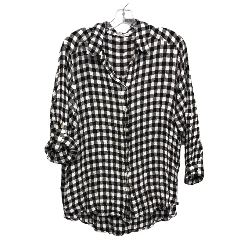 Top Long Sleeve By Jane And Delancey In Black & White, Size: 1x