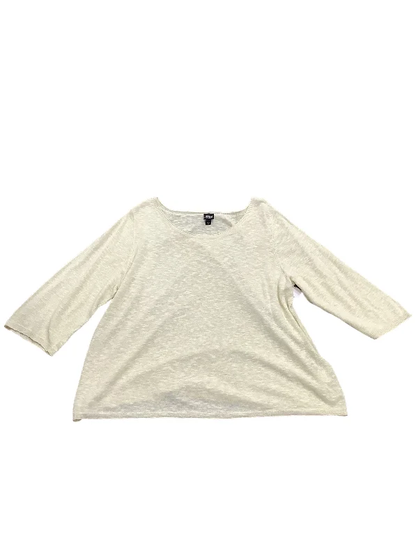 Top 3/4 Sleeve Basic By Eileen Fisher In Yellow, Size: 3x