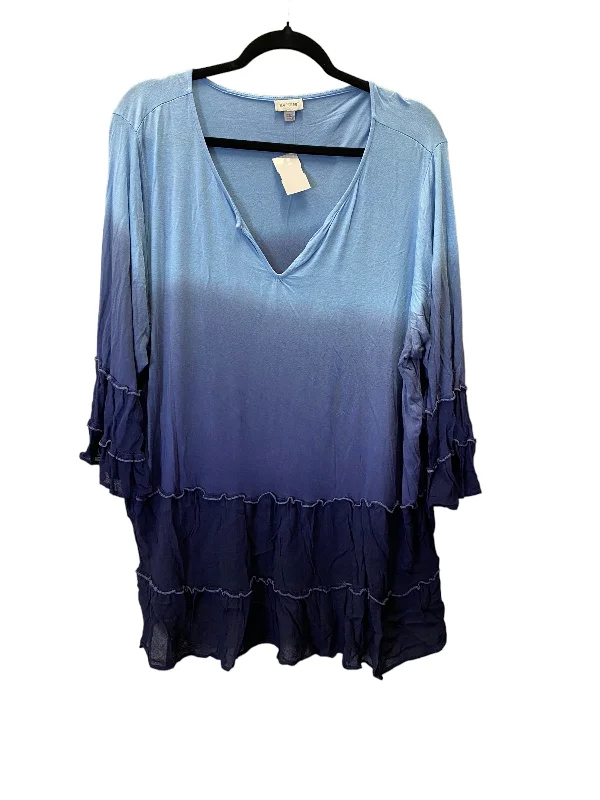 Top Long Sleeve By Avenue In Blue, Size: 3x