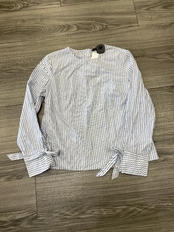 Top Long Sleeve By Banana Republic In Blue & White, Size: L