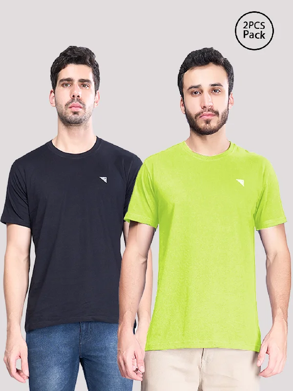 Mens Black & Green Half Sleeve Expert Tee Combos