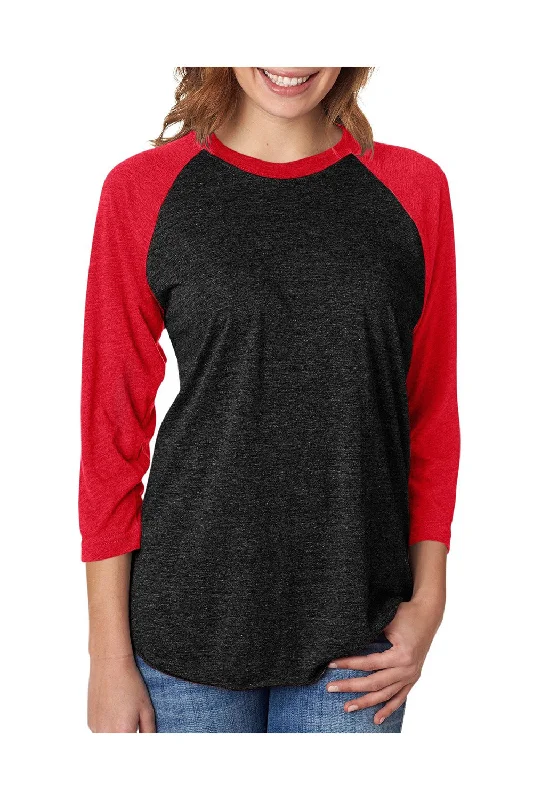 Next Level Mens Jersey 3/4 Sleeve Crewneck T-Shirt - Vintage Red/Black