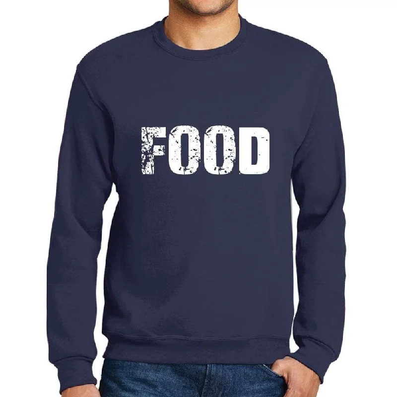 Men's Printed Graphic Sweatshirt Popular Words FOOD French Navy