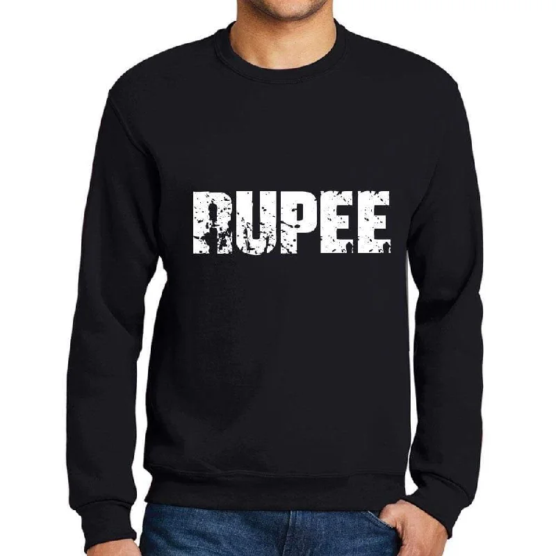 Men's Printed Graphic Sweatshirt Popular Words RUPEE Deep Black