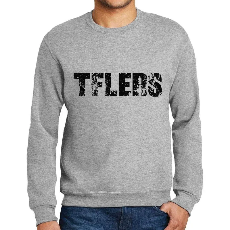 Men's Printed Graphic Sweatshirt Popular Words TFLERS Grey Marl