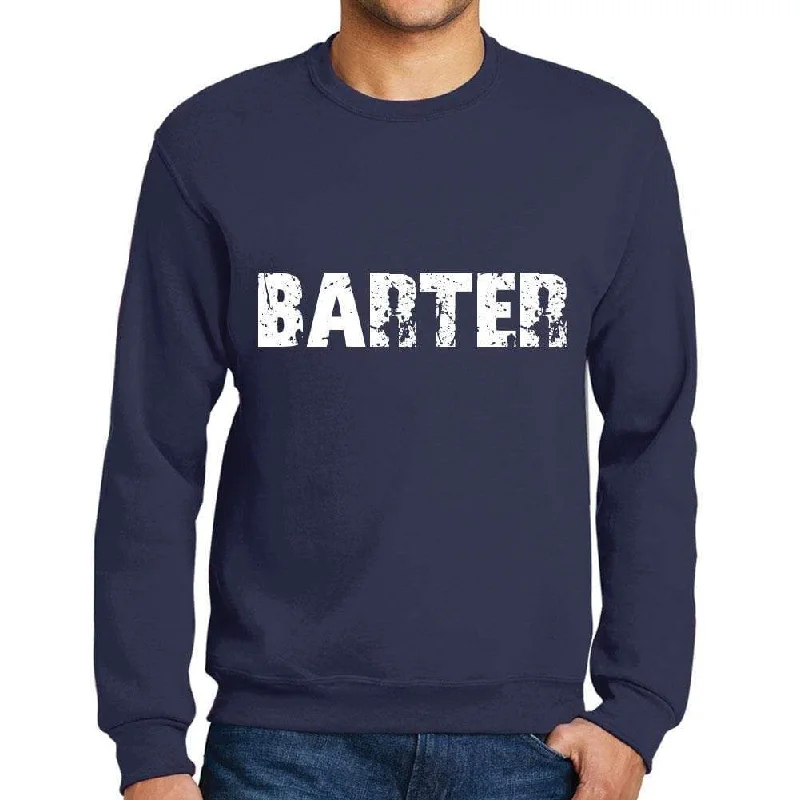 Men's Printed Graphic Sweatshirt Popular Words BARTER French Navy