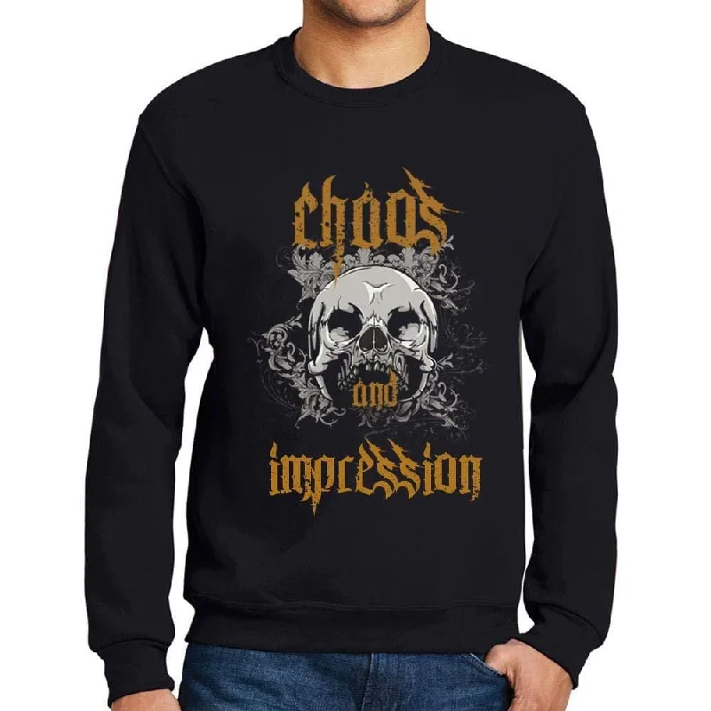 Ultrabasic - Homme Imprimé Graphique Sweat-Shirt Chaos and Impression Noir Profond