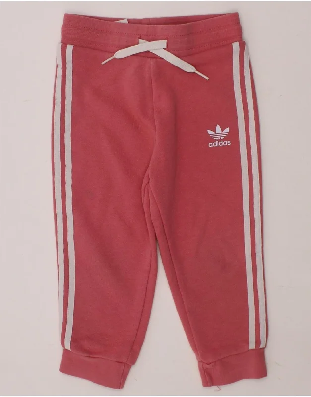 ADIDAS Baby Girls Joggers Tracksuit Trousers 18-24 Months  Pink Cotton