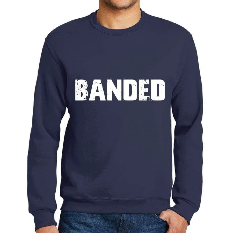 Men's Printed Graphic Sweatshirt Popular Words BANDED French Navy