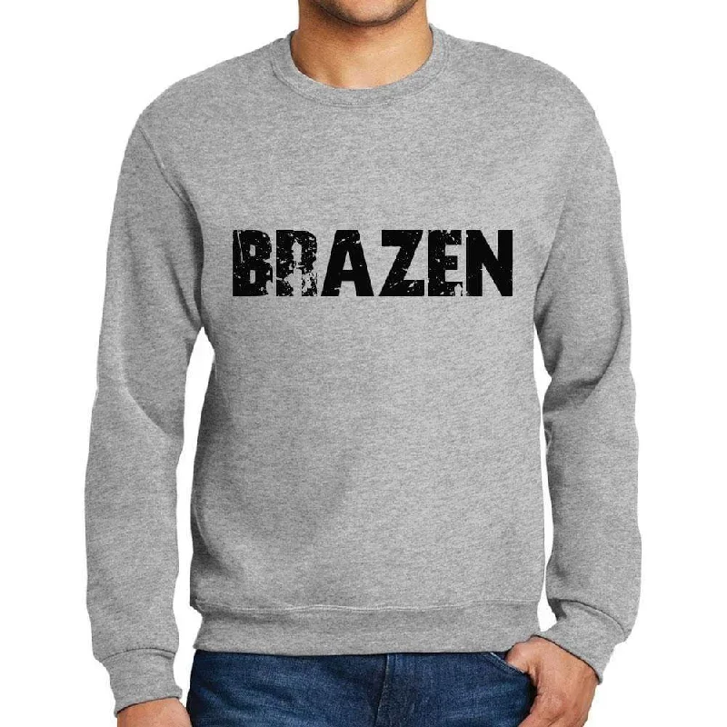 Men's Printed Graphic Sweatshirt Popular Words BRAZEN Grey Marl