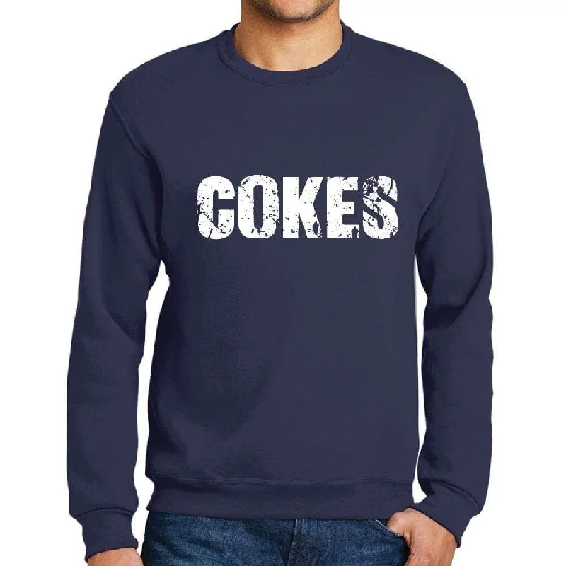 Men's Printed Graphic Sweatshirt Popular Words COKES French Navy