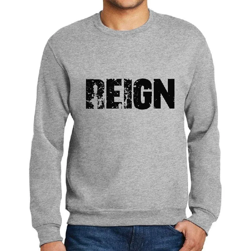 Men's Printed Graphic Sweatshirt Popular Words REIGN Grey Marl