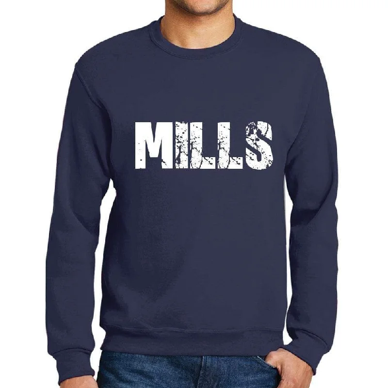 Men's Printed Graphic Sweatshirt Popular Words MILLS French Navy