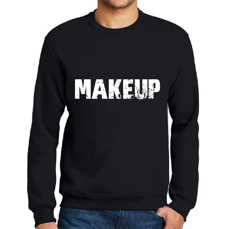 Men's Printed Graphic Sweatshirt Popular Words MAKEUP Deep Black