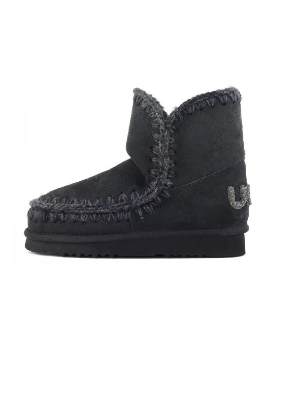 Stivaletto in Montone Eskimo 18 con Logo Glitter Nero