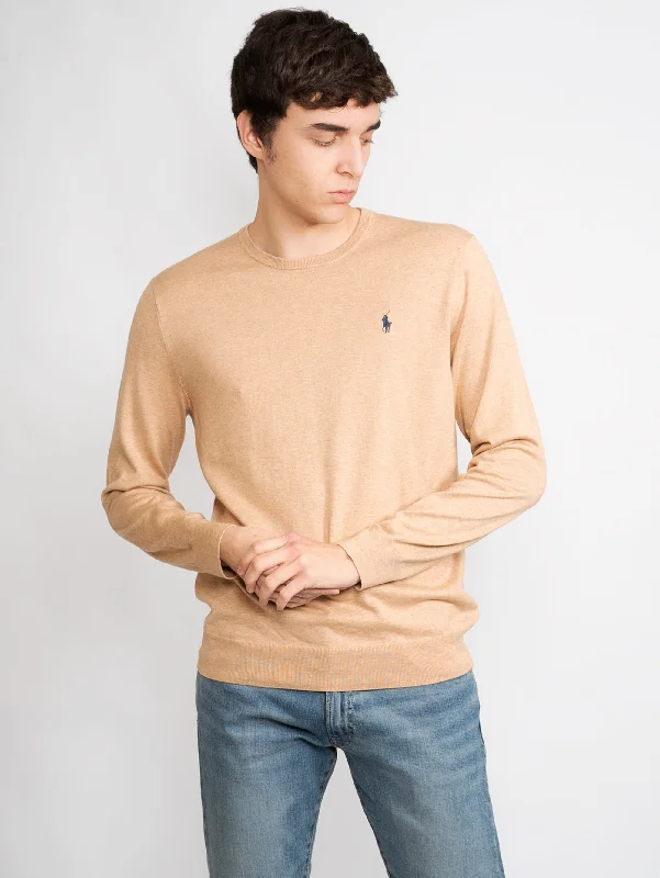 Maglia in Cotone Slim Fit Cammello