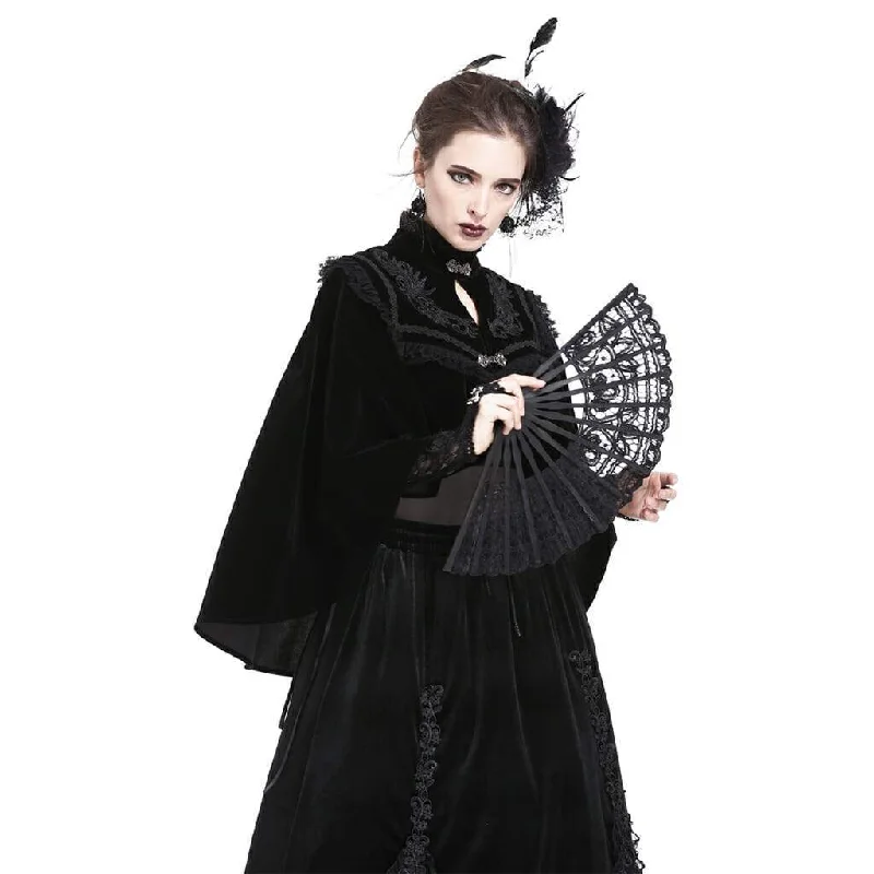 Women's Delicate Goth Style Black Lace Fan