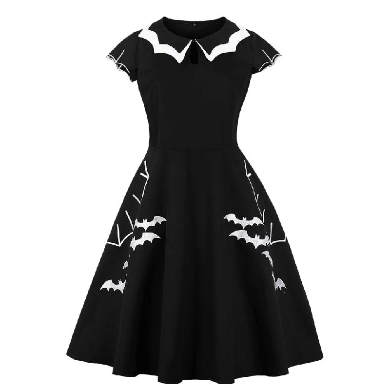 Women's Gothic Bat Printed Halloween Dress