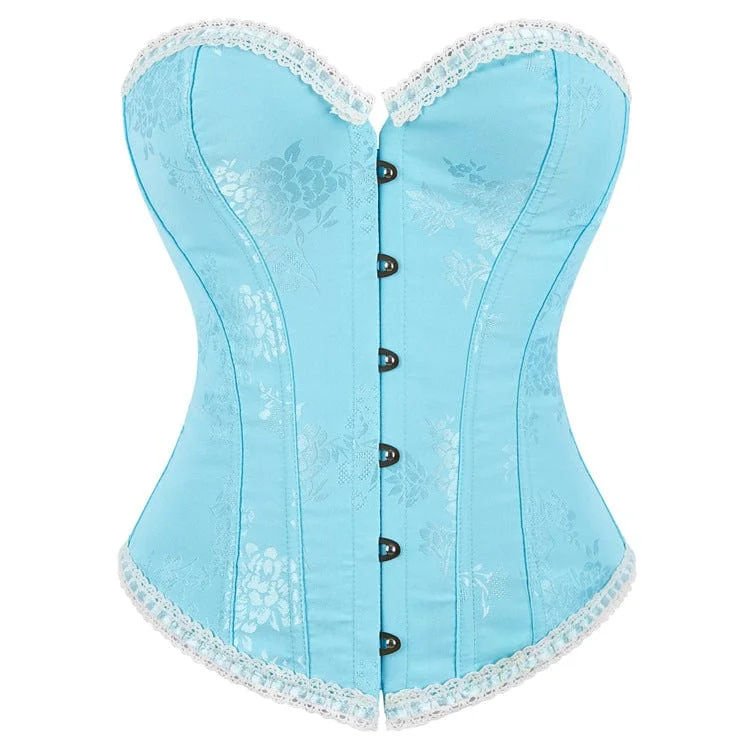 Women's Gothic Jacquard Lace Hem Lace-up Overbust Corset