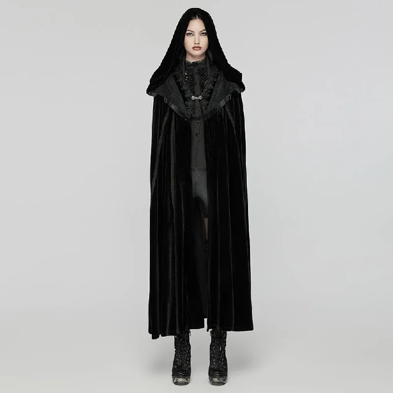 Women's Gothic Witchy Velvet Cloak with Hood