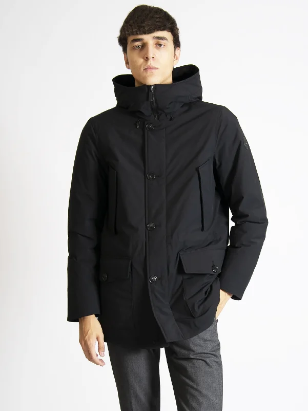 Parka Arctic in Tessuto Stretch Nero